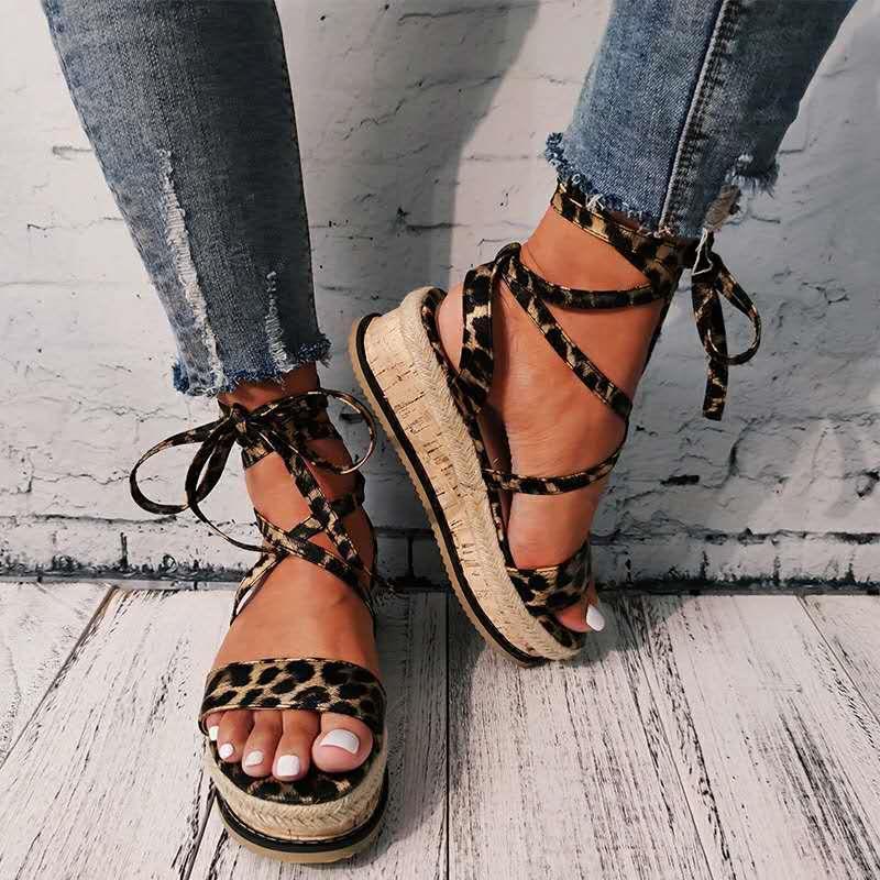 Boho Strap & Tie Platform Sandals – Fashionable Summer Footwear for Women