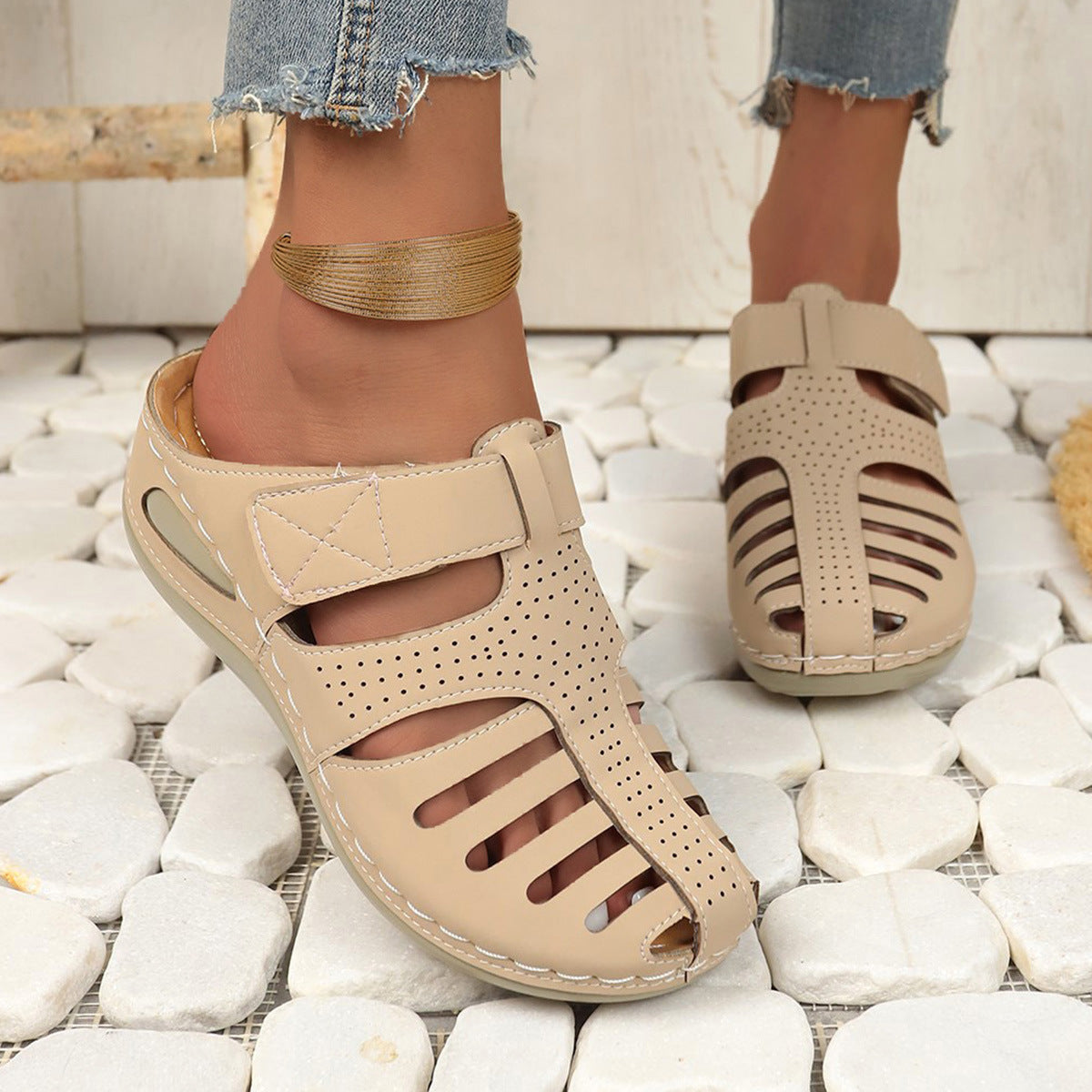 Women's Casual Hollow-Out Wedge Sandals – Comfy Summer Platform Style