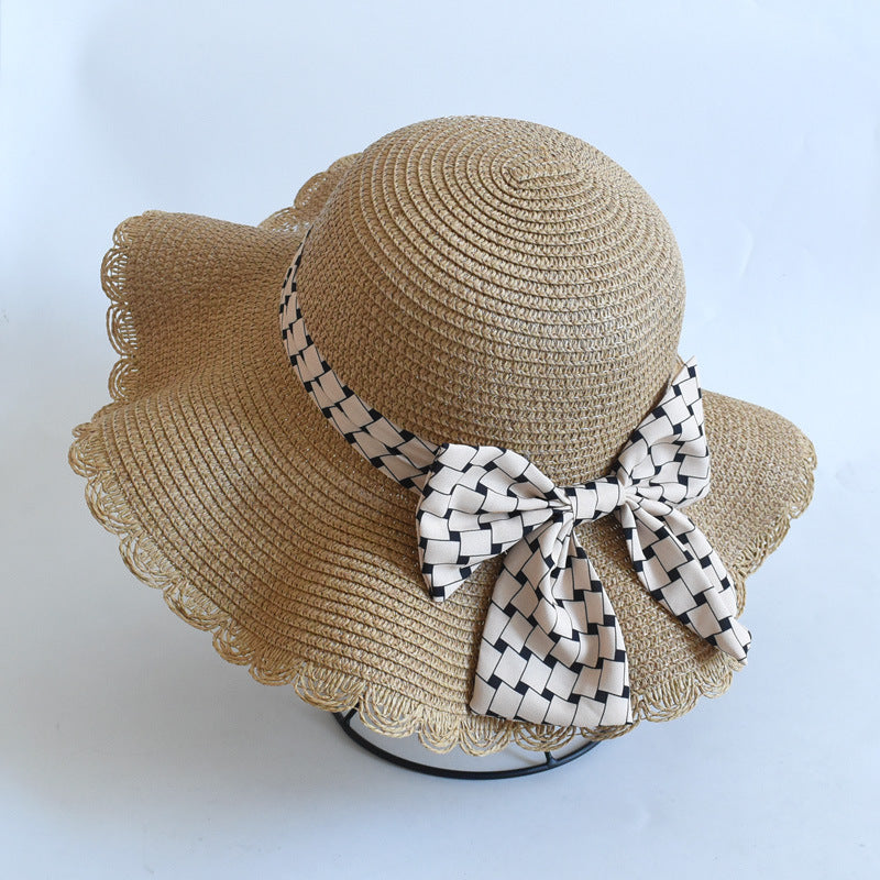 Beach Bow Sun Hat – Stylish Sunscreen Big Brim Straw Hat