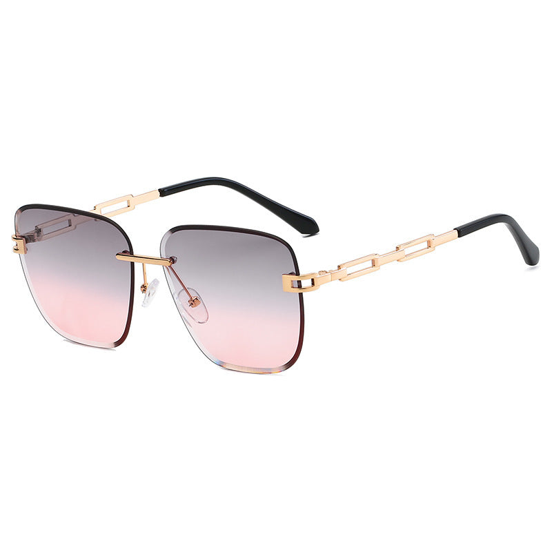 Frameless Trimmed Square Sunglasses – Stylish Gradient Lens Shades with UV Protection