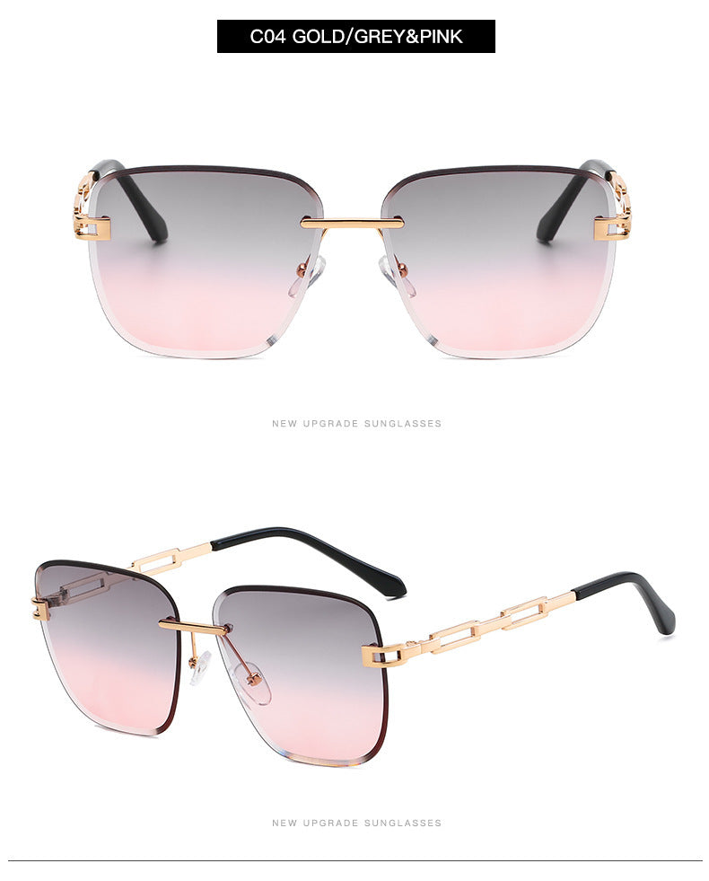 Frameless Trimmed Square Sunglasses – Stylish Gradient Lens Shades with UV Protection