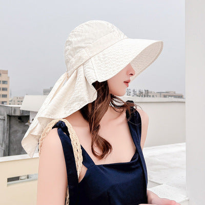 Adjustable Satin Wide Brim Sun Hat – Neck Protection Summer Shade Hat