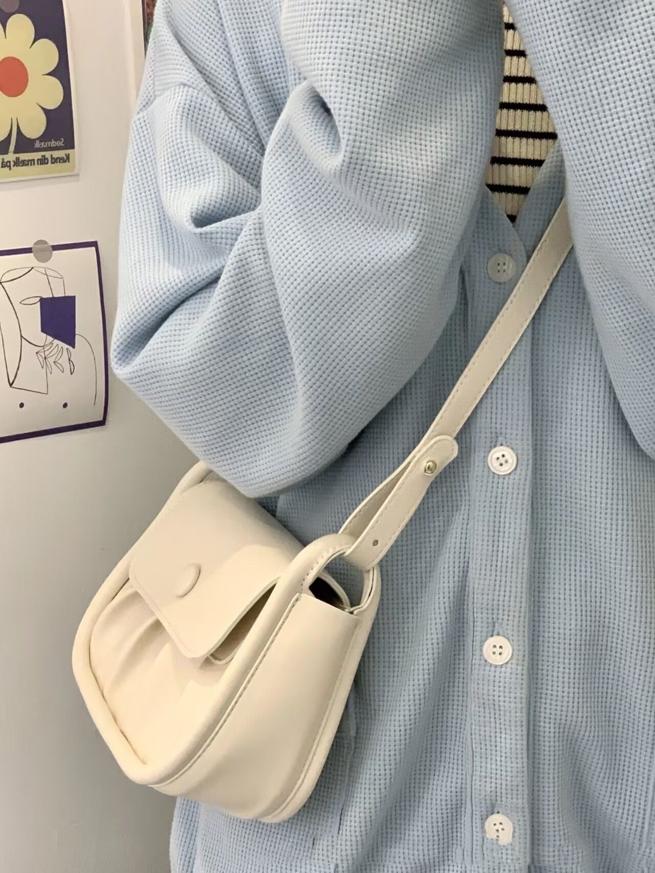 Small Pleated Square Shoulder Bag – Stylish All-Match Messenger Purse
