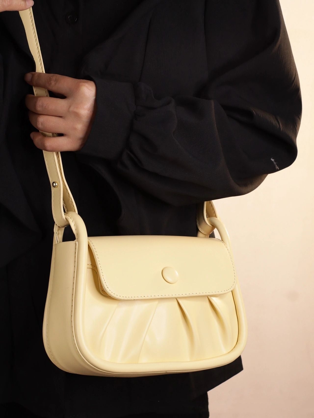 Small Pleated Square Shoulder Bag – Stylish All-Match Messenger Purse
