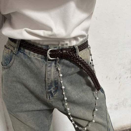 Handwoven Pearl Accent Waist Chain – Boho Chic Decorative Belt