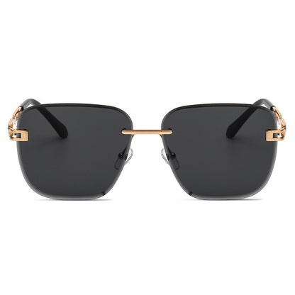 Frameless Trimmed Square Sunglasses – Stylish Gradient Lens Shades with UV Protection