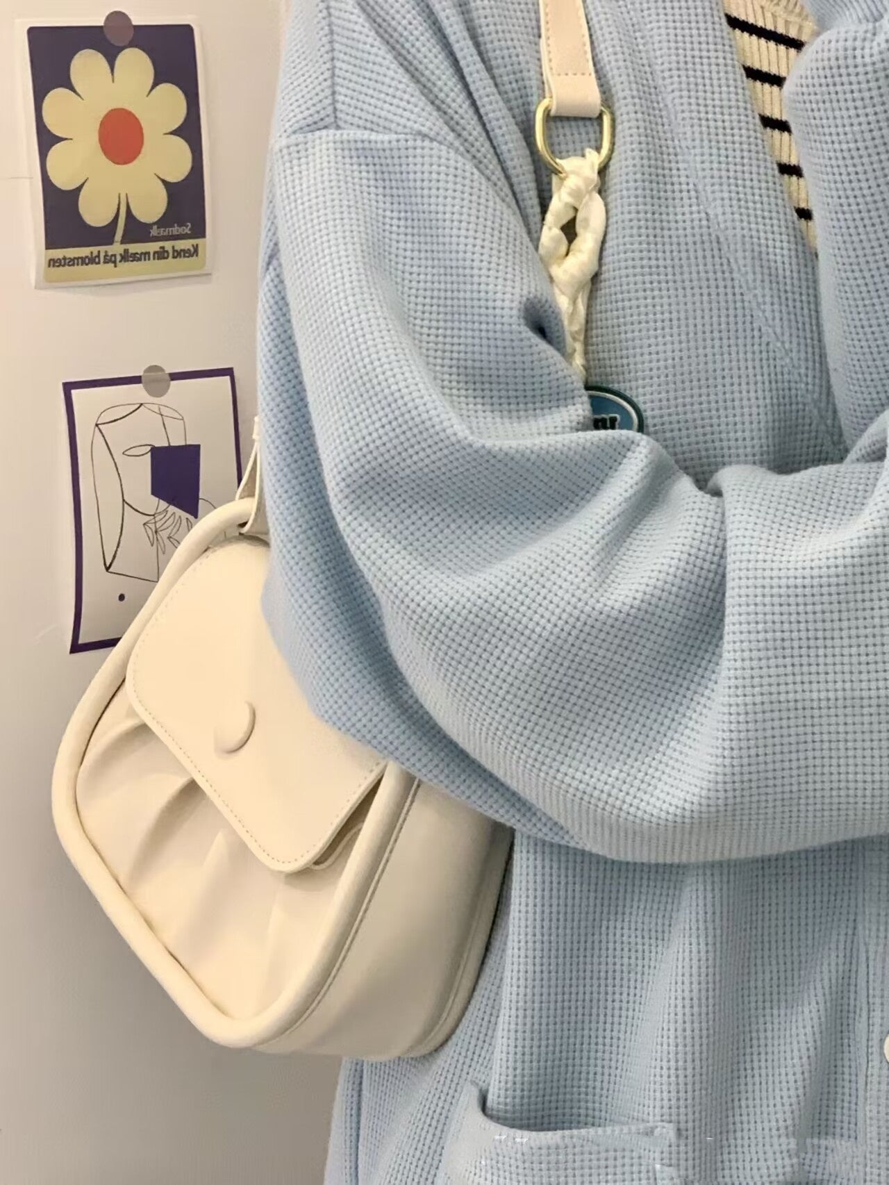 Small Pleated Square Shoulder Bag – Stylish All-Match Messenger Purse