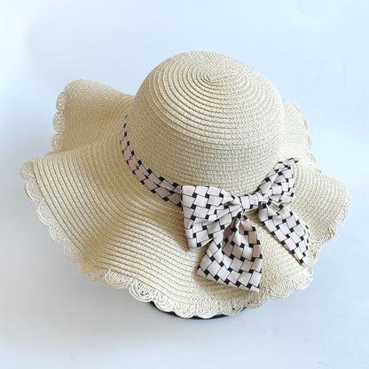 Beach Bow Sun Hat – Stylish Sunscreen Big Brim Straw Hat