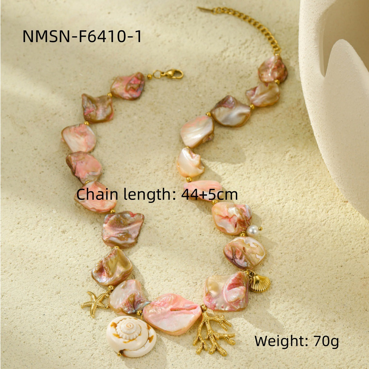 Beach Style Shell & Coral Titanium Steel Clavicle Chain – Summer-Inspired Jewelry