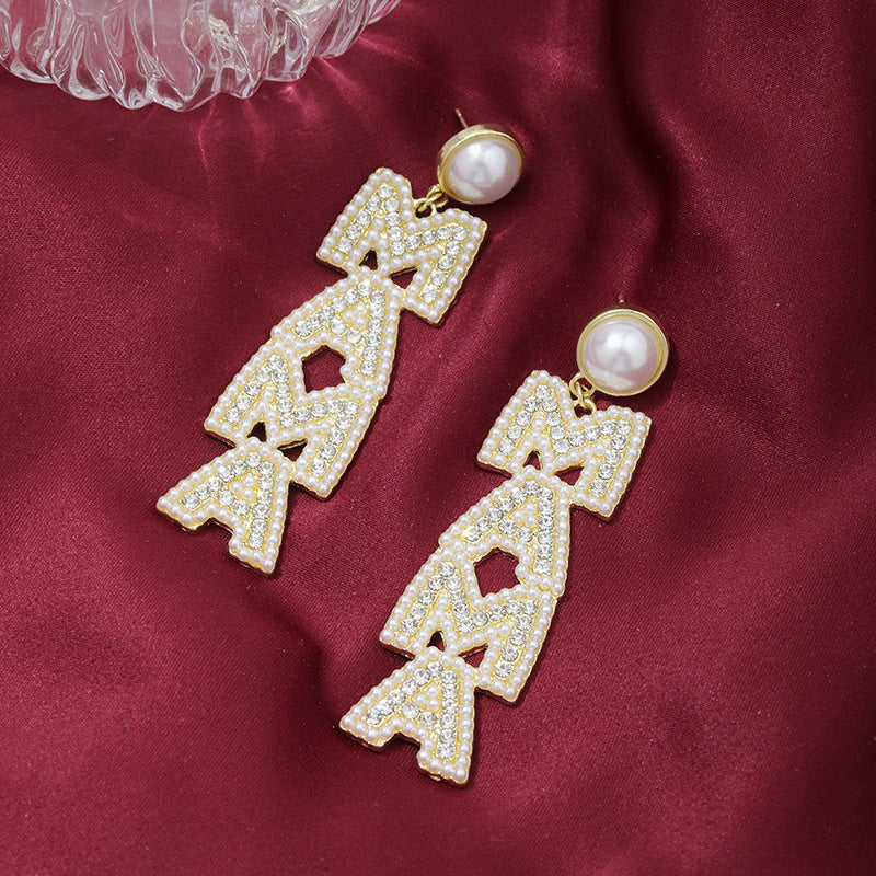 MAMA Letter Earrings Set – Creative Mother’s Day & Shower Gift for Stylish Moms