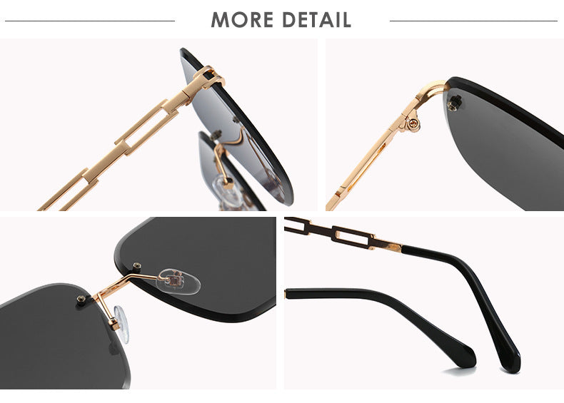Frameless Trimmed Square Sunglasses – Stylish Gradient Lens Shades with UV Protection