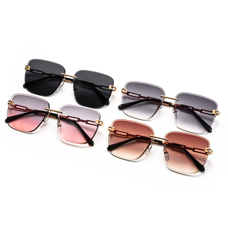Frameless Trimmed Square Sunglasses – Stylish Gradient Lens Shades with UV Protection