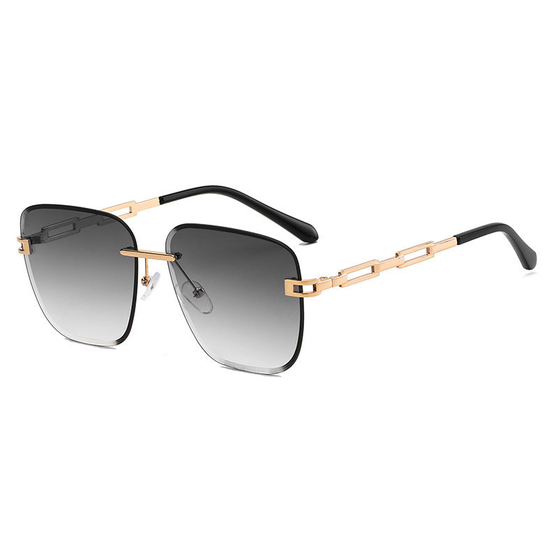 Frameless Trimmed Square Sunglasses – Stylish Gradient Lens Shades with UV Protection