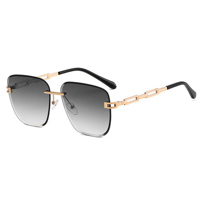Frameless Trimmed Square Sunglasses – Stylish Gradient Lens Shades with UV Protection