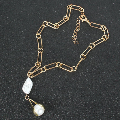 Elegant Minimalist Pearl Necklace – Snake Bone Chain Design for Women