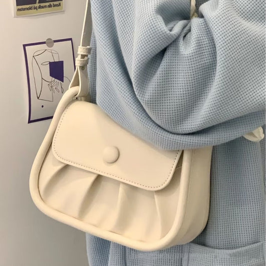 Small Pleated Square Shoulder Bag – Stylish All-Match Messenger Purse