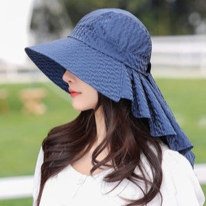 Adjustable Satin Wide Brim Sun Hat – Neck Protection Summer Shade Hat