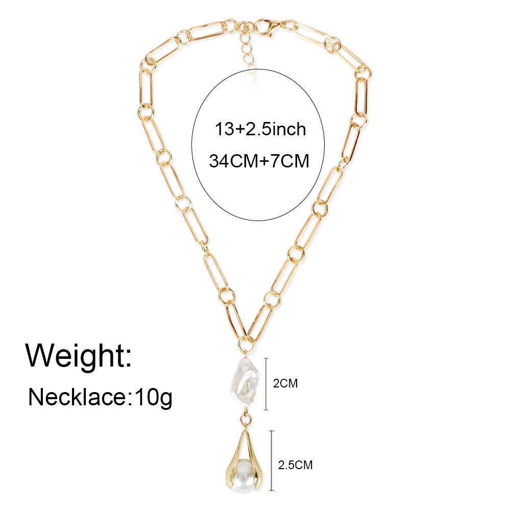 Elegant Minimalist Pearl Necklace – Snake Bone Chain Design for Women