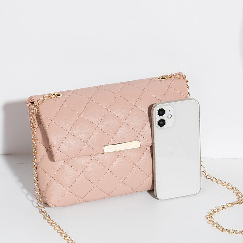 Korean Style Rhombus Hair Chain Messenger Bag – Chic Women’s Shoulder Purse