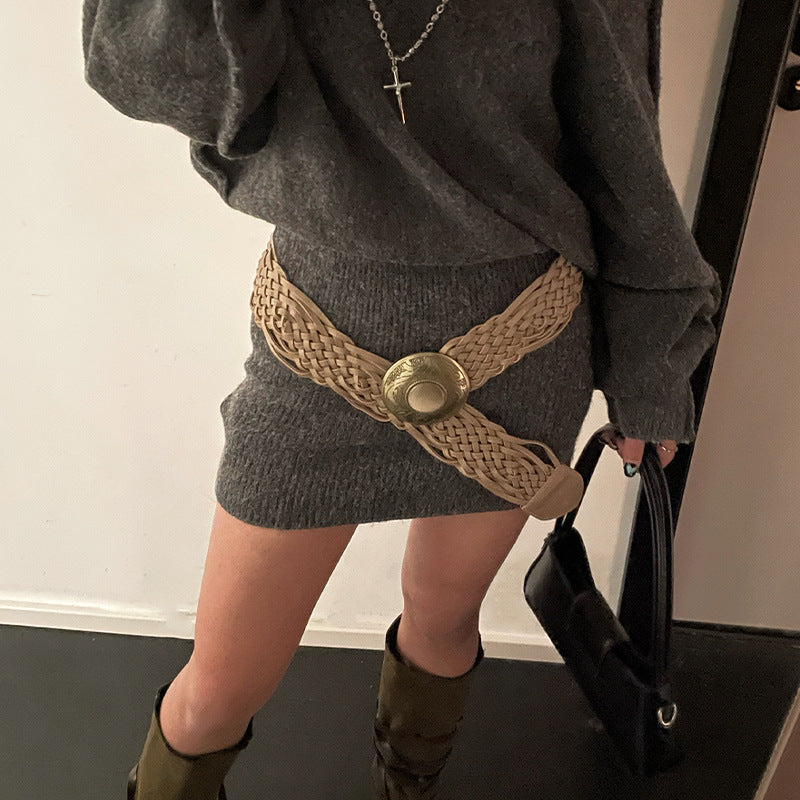 Bohemian Wide Woven Belt – Stylish Ethnic-Inspired Women’s Waistband