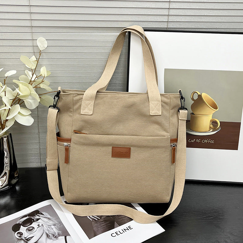 Corduroy Casual Shoulder Tote – Soft Everyday Women’s Shoulder Bag