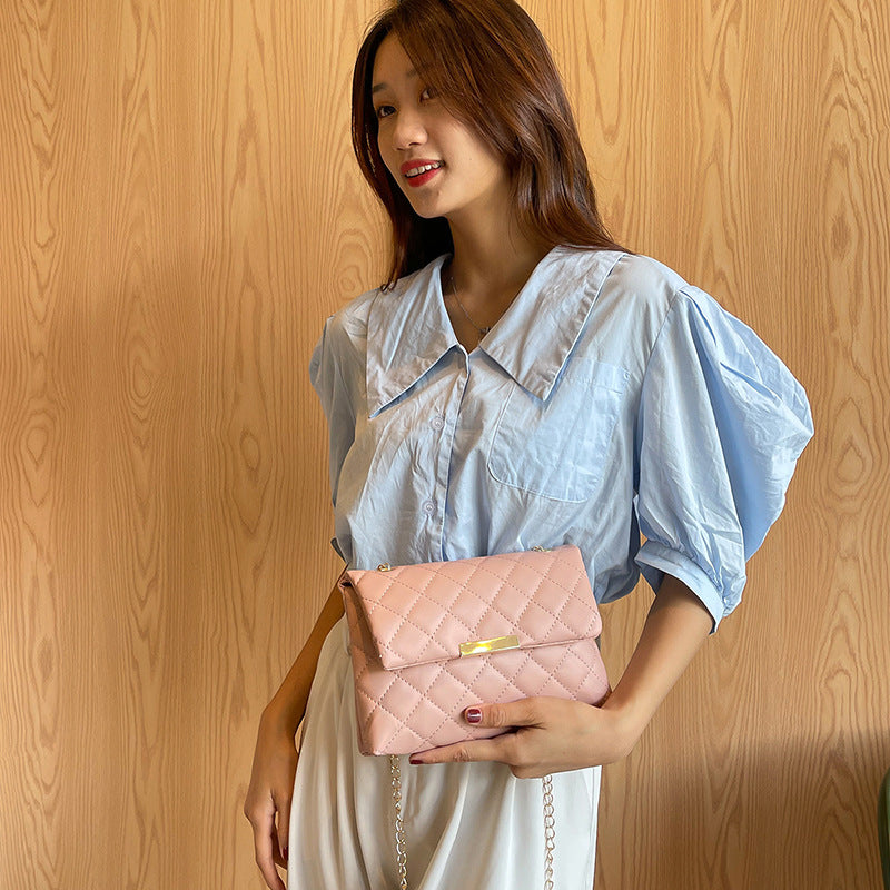 Korean Style Rhombus Hair Chain Messenger Bag – Chic Women’s Shoulder Purse