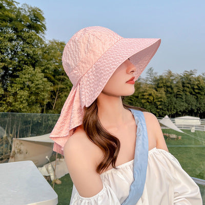 Adjustable Satin Wide Brim Sun Hat – Neck Protection Summer Shade Hat