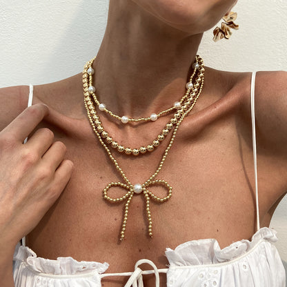 Boho Bow Charm Necklace – Lightweight CCB Pendant Jewelry
