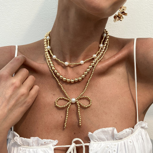 Boho Bow Charm Necklace – Lightweight CCB Pendant Jewelry