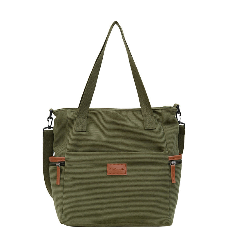 Corduroy Casual Shoulder Tote – Soft Everyday Women’s Shoulder Bag