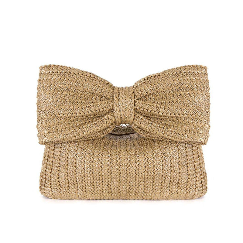 Bow-Knot Straw Handbag – Summer Fashion Woven Tote with Elegant Charm