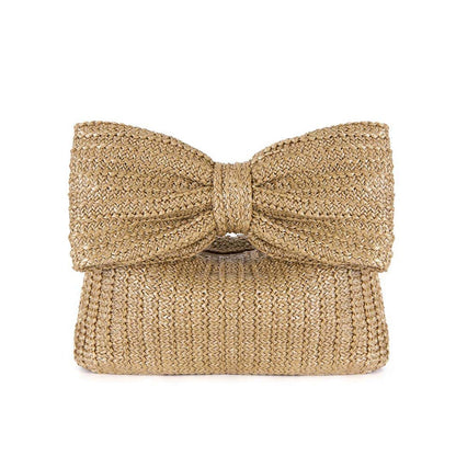 Bow-Knot Straw Handbag – Summer Fashion Woven Tote with Elegant Charm