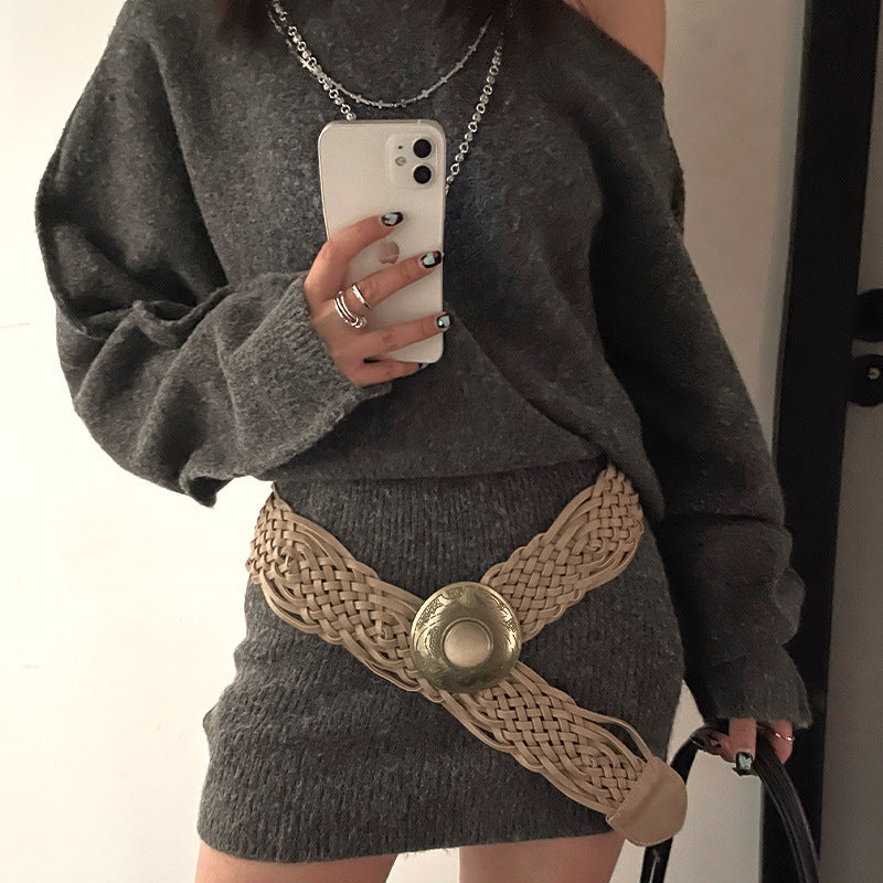 Bohemian Wide Woven Belt – Stylish Ethnic-Inspired Women’s Waistband