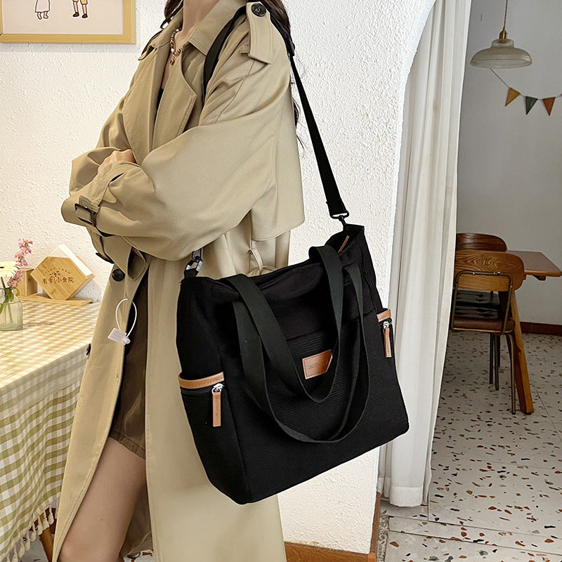 Corduroy Casual Shoulder Tote – Soft Everyday Women’s Shoulder Bag