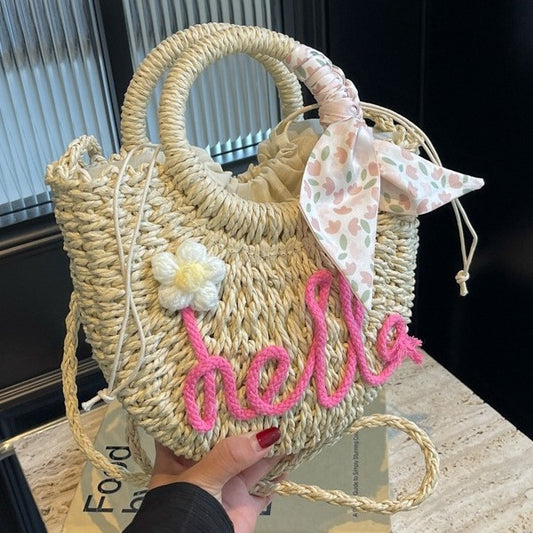 Hello Script Beach Tote – Personalized Vacation Women’s Summer Style Handbag