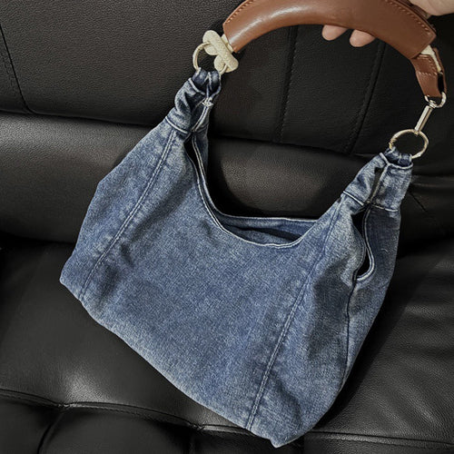 Indigo Loop Denim Shoulder Bag – Casual Everyday Handbag