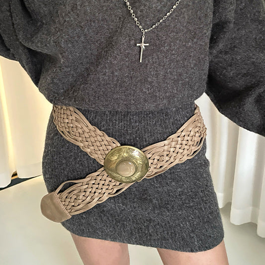 Bohemian Wide Woven Belt – Stylish Ethnic-Inspired Women’s Waistband
