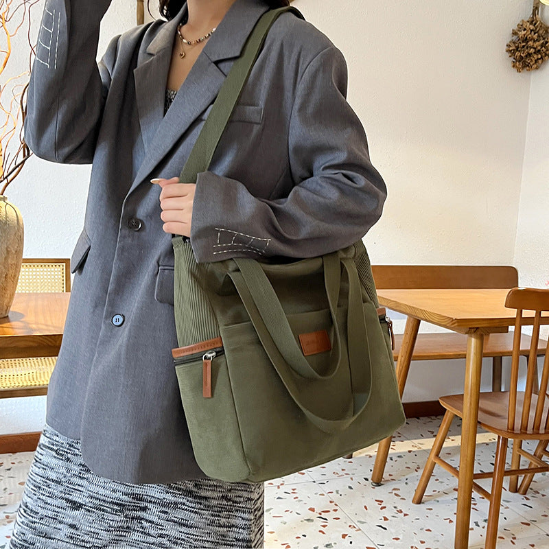 Corduroy Casual Shoulder Tote – Soft Everyday Women’s Shoulder Bag