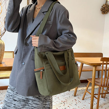 Corduroy Casual Shoulder Tote – Soft Everyday Women’s Shoulder Bag
