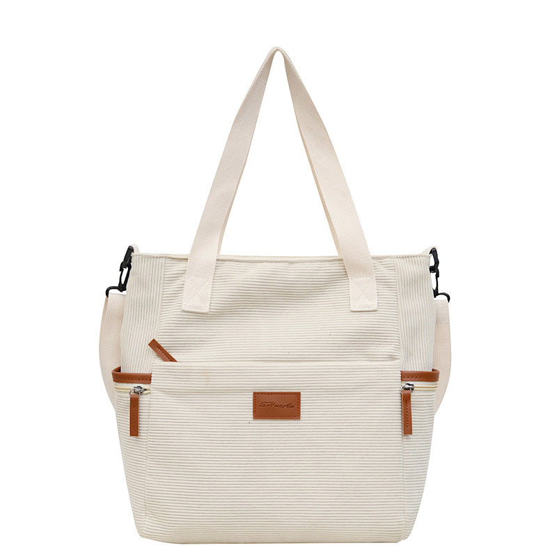 Corduroy Casual Shoulder Tote – Soft Everyday Women’s Shoulder Bag