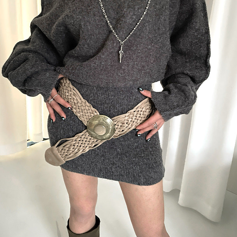 Bohemian Wide Woven Belt – Stylish Ethnic-Inspired Women’s Waistband