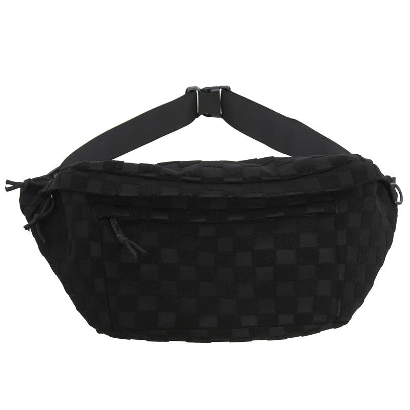 Checkmate Plaid Chest Crossbody Bag – Bold Shoulder Carry with Large Capacity