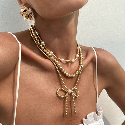 Boho Bow Charm Necklace – Lightweight CCB Pendant Jewelry