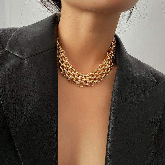 Retro Simple Metal Sweater Chain Necklace & Bracelet Set – Elegant Fashion Jewelry for Women