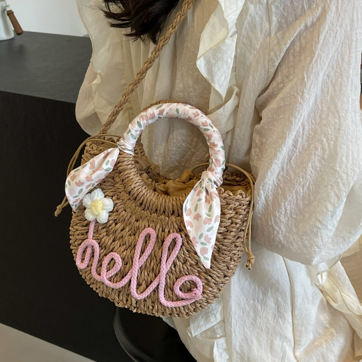 Hello Script Beach Tote – Personalized Vacation Women’s Summer Style Handbag