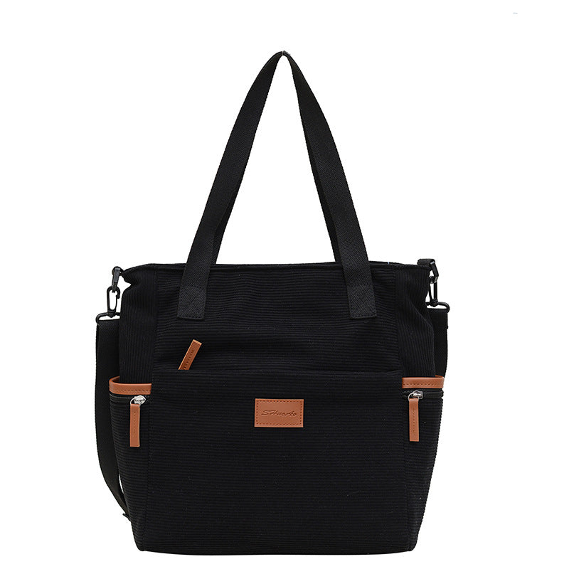 Corduroy Casual Shoulder Tote – Soft Everyday Women’s Shoulder Bag