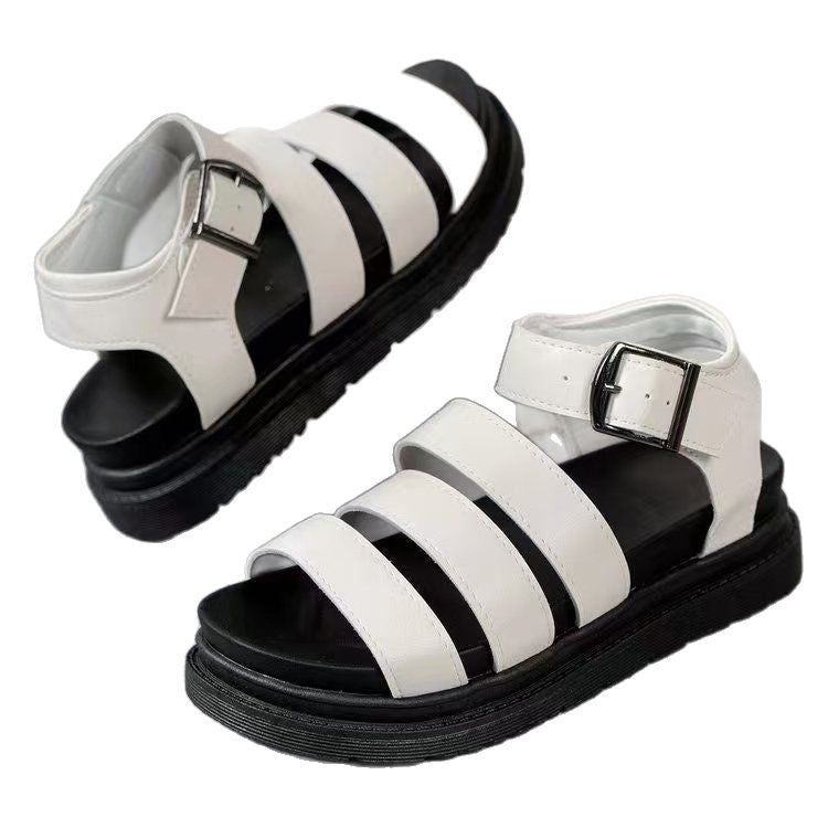Thick Sole Buckle Strap Sandals – Round Toe Beach-Ready Summer Slides