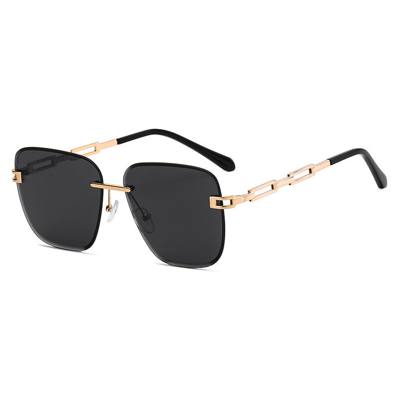 Frameless Trimmed Square Sunglasses – Stylish Gradient Lens Shades with UV Protection