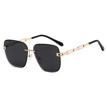 Frameless Trimmed Square Sunglasses – Stylish Gradient Lens Shades with UV Protection