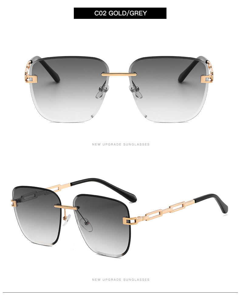 Frameless Trimmed Square Sunglasses – Stylish Gradient Lens Shades with UV Protection